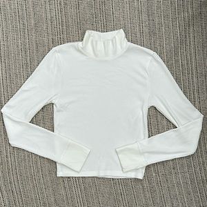 NWT Waffle Crop Mock Neck Long-sleeve Shirt